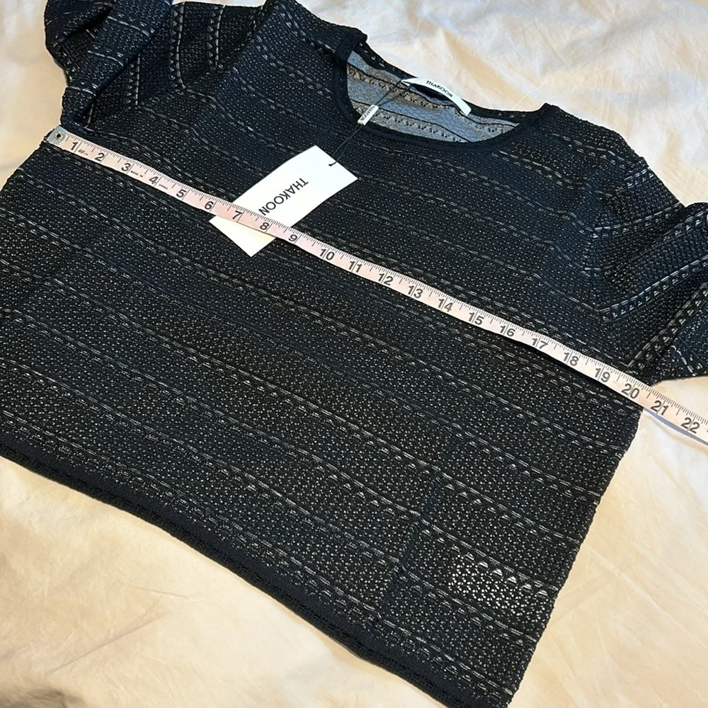 NWT THAKOON Lace Jacquard Mini Crewneck Sweater Black XL